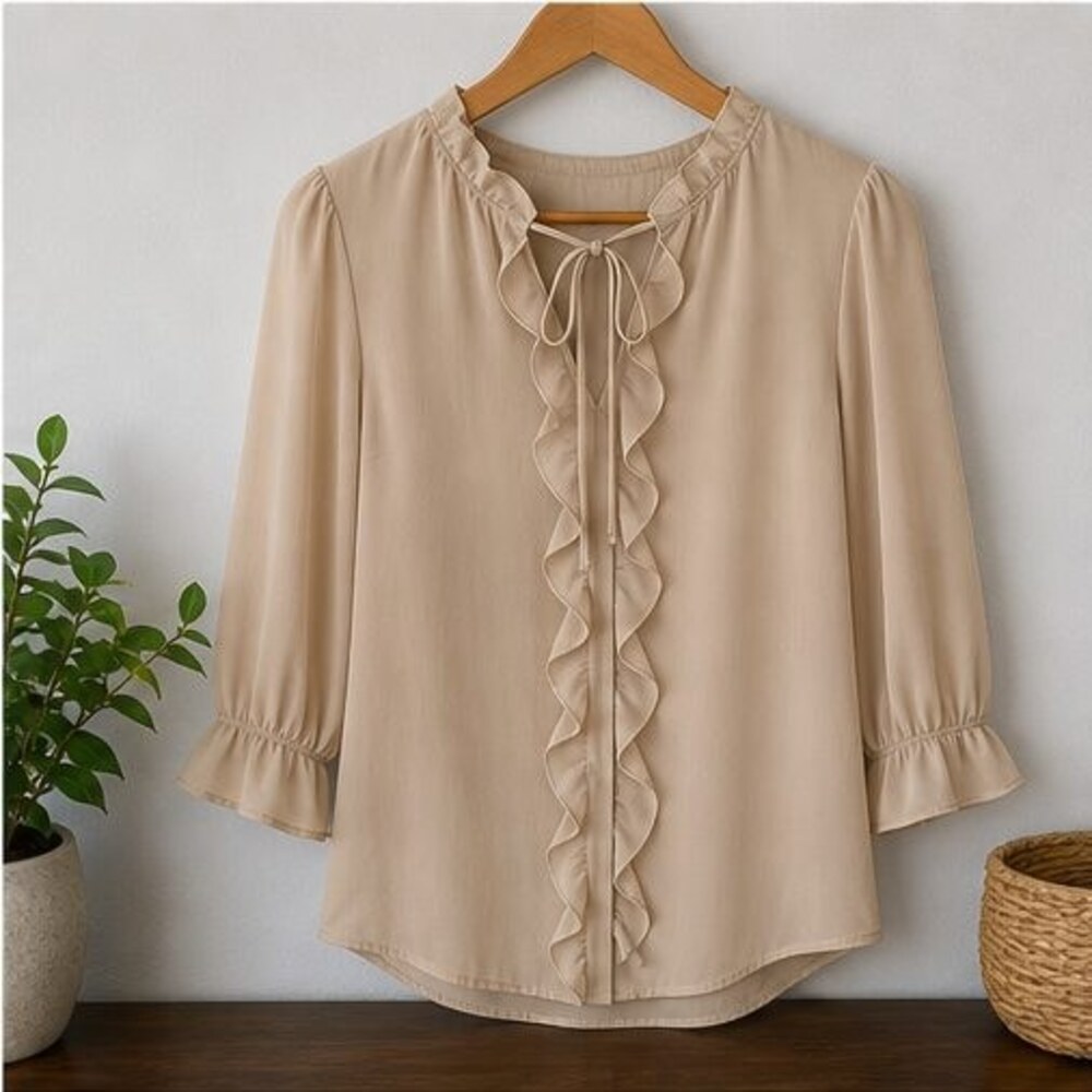 Sand Ruffle Blouse